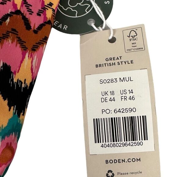 Boden Size 14 Multi Ikat Boden Cap Sleeve Tie Swimsuit NEW - Picture 4 of 9
